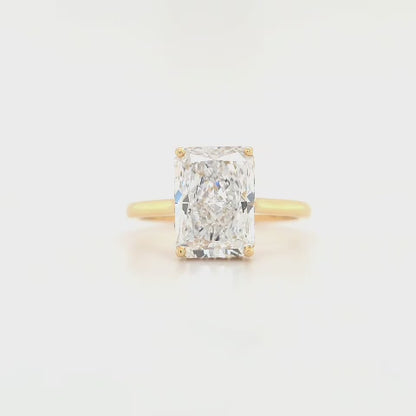 3.13ct D VVS2 Radiant Lab-Grown Diamond  Hidden Halo | Cathedral Plain Band | Size N