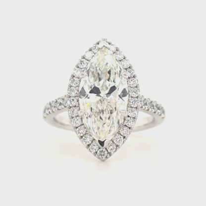 Analeia - Marquise Halo with Pavé Halfway Set Band
