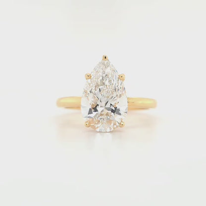 3.00ct D VS1 Pear Lab-Grown Diamond  Hidden Halo | Plain Band | Size L½