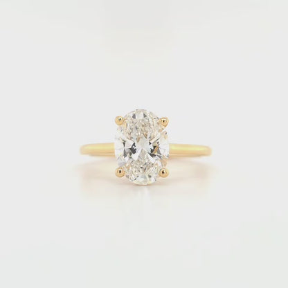 2.00ct F VS1 Oval Lab-Grown Diamond  Cathedral Style | Plain Band | Size M