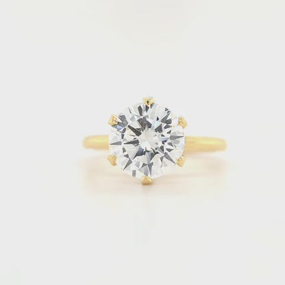 3.05ct D VS1 Round Lab-Grown Diamond  Six-Claw Setting | Plain Band | Size O½