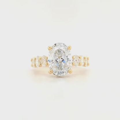 2.81ct D VVS2 Oval Lab-Grown Diamond  Hidden Halo | Oval Side Stones | Lexie Style | Size N½