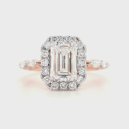 Romy - Emerald Halo with marquise sides Band