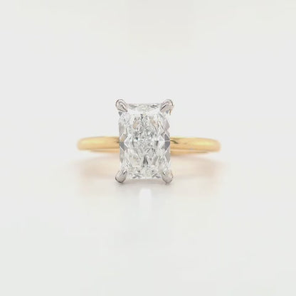 2.06ct E VS1 Radiant Lab-Grown Diamond  Hidden Halo | Diamond-Set Claws | Plain Band | Two-Tone Gold | Size L½