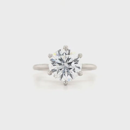 2.60ct D VS1 Round Lab-Grown Diamond  Six-Claw Setting | Plain Band | Size M