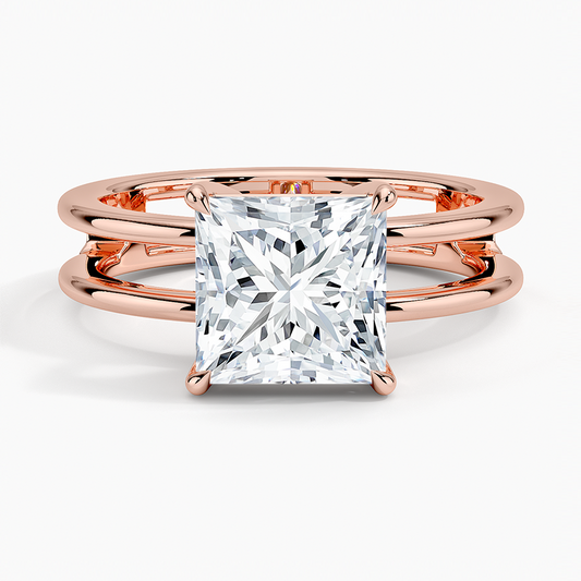 Princess Cut Diamond Double Band Solitaire Ring - Prime & Pure