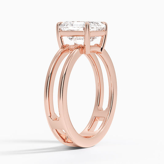 Asscher Cut Diamond Double Band Solitaire Ring - Prime & Pure