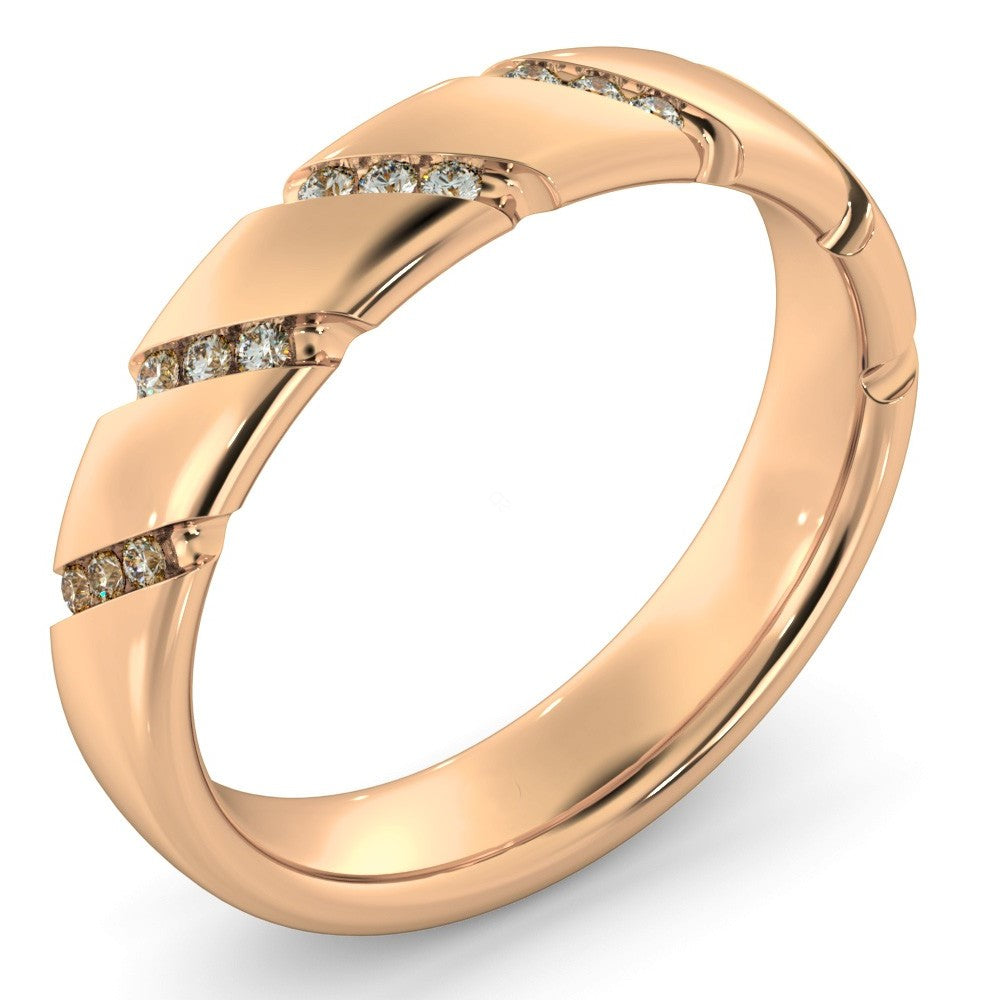 Diagonal set Round cut Diamond Wedding Band - Prime & Pure