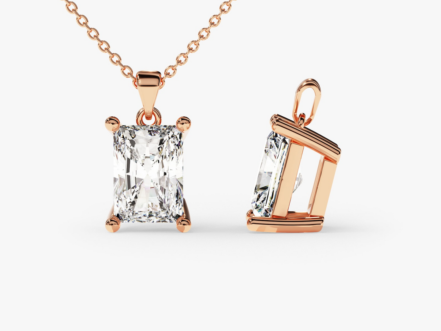Radiant Cut Diamond Solitaire Pendant