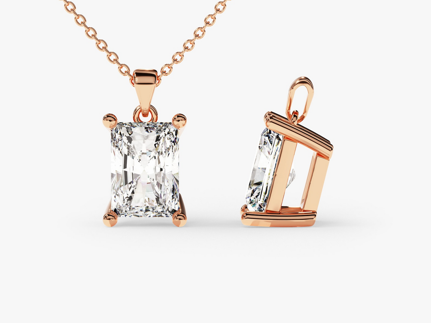 Radiant Cut Diamond Solitaire Pendant - Prime & Pure