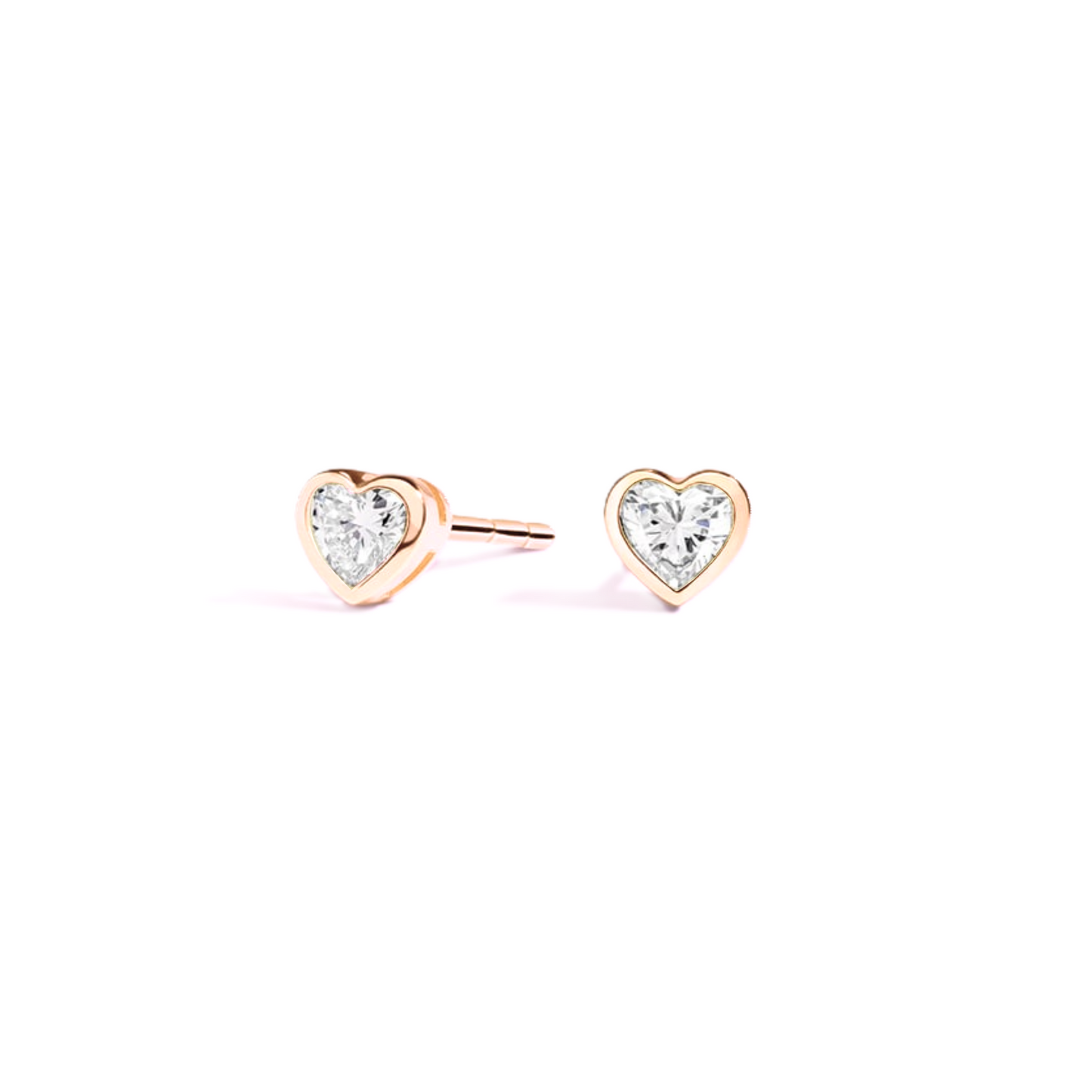 Bezel Set Heart Diamond Stud Earrings - Prime & Pure
