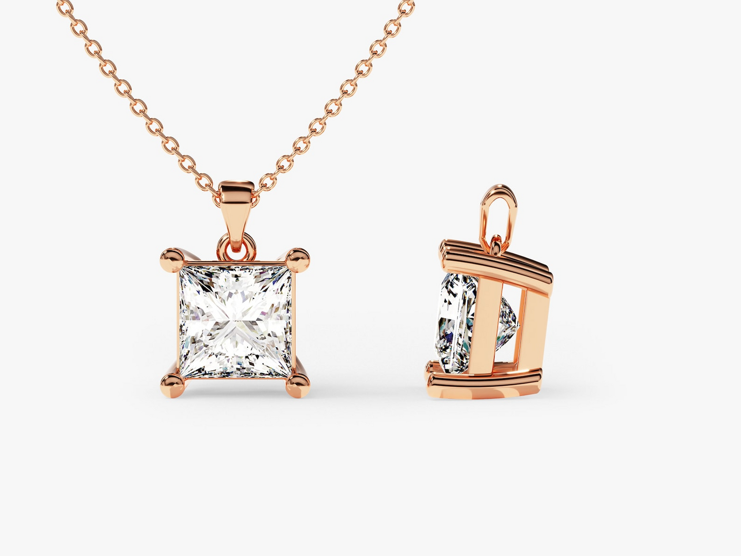 Princess Cut Diamond Solitaire Pendant - Prime & Pure