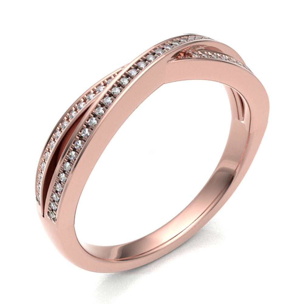 Double Cross Over Diamond Wedding Band - Prime & Pure