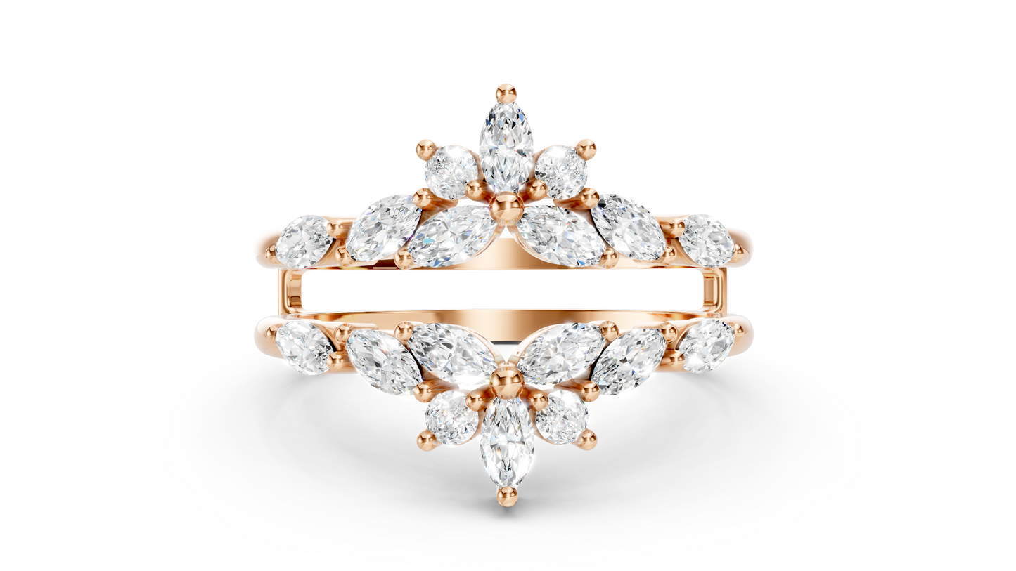 Elara – Double Band Marquise Diamond Wedding Ring