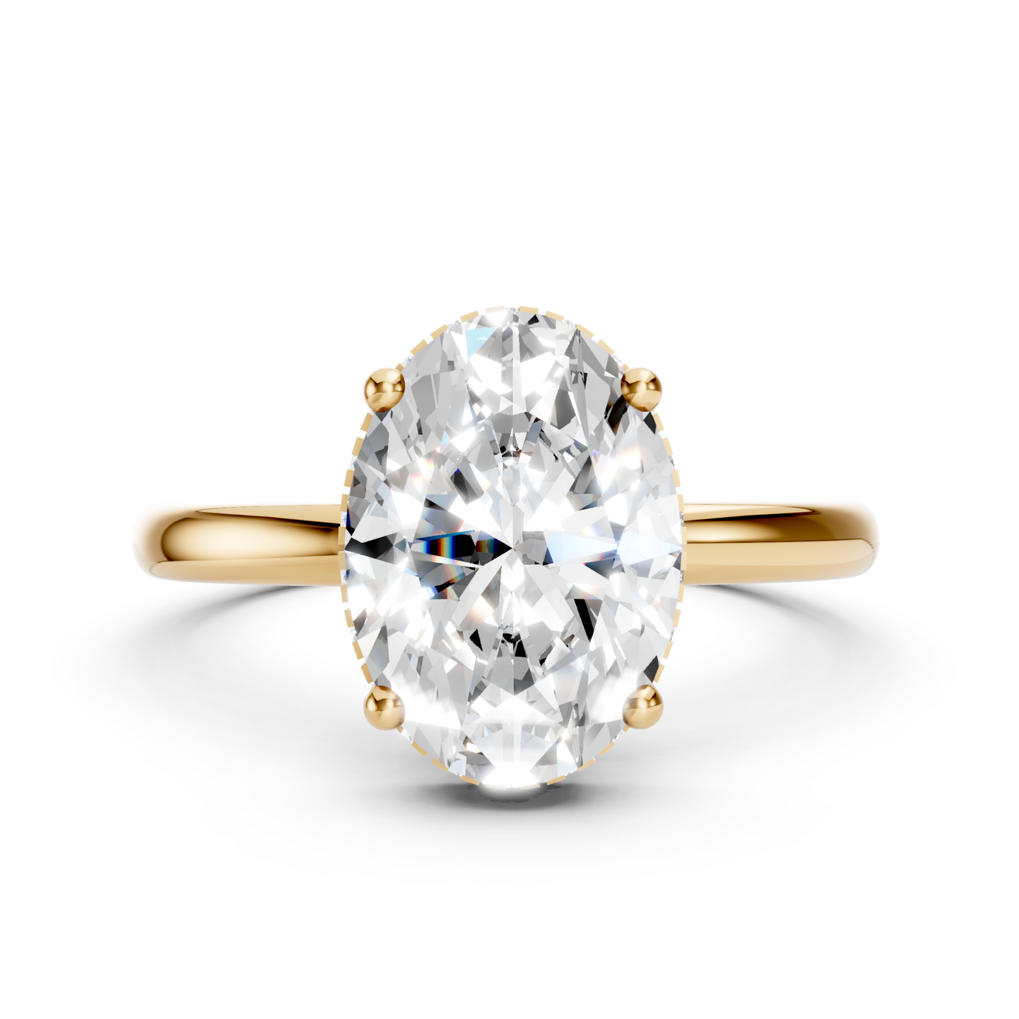 Madeline – Oval Solitaire with Hidden Halo and Plain Band