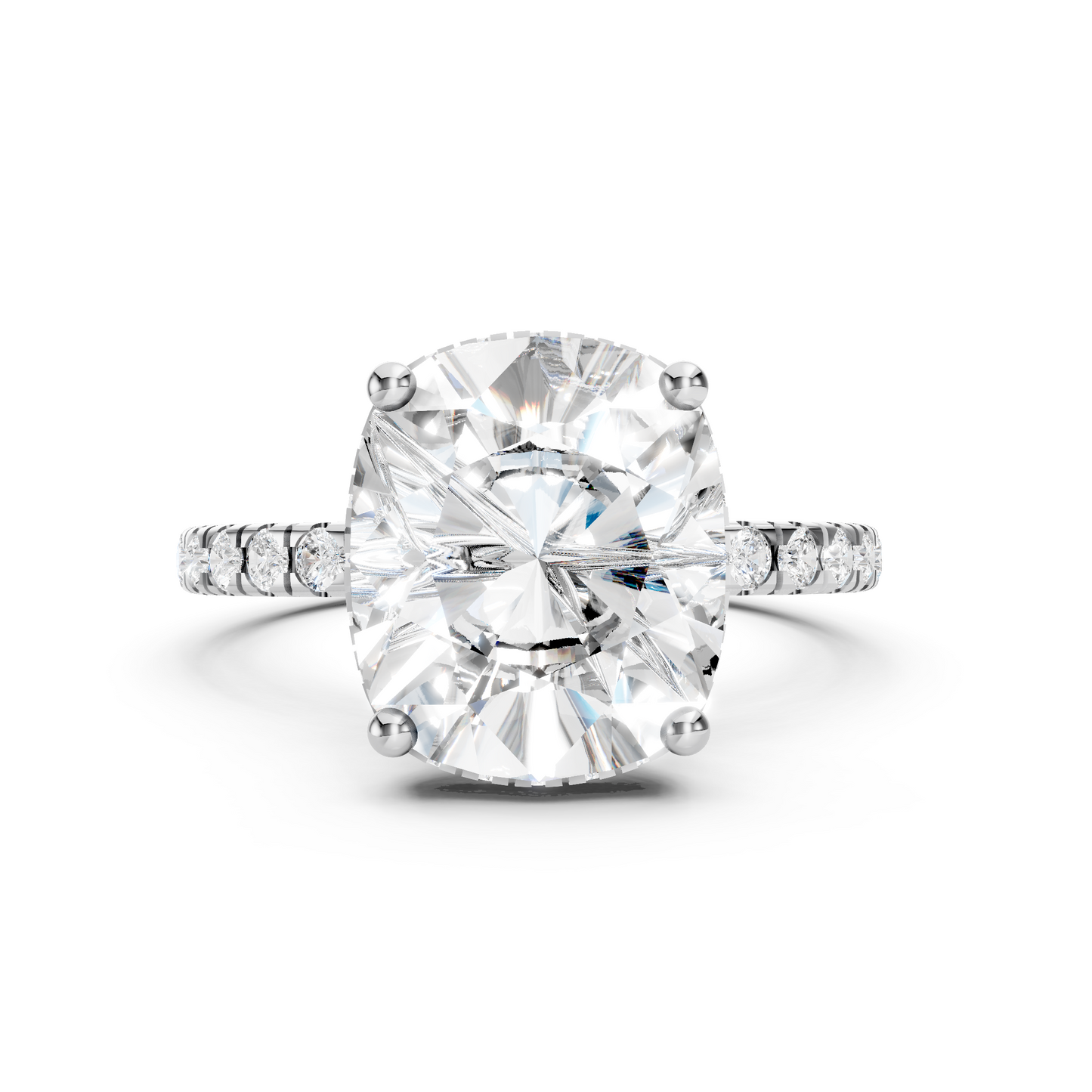 Stella – Cushion Solitaire with Hidden Halo and Pavé Band