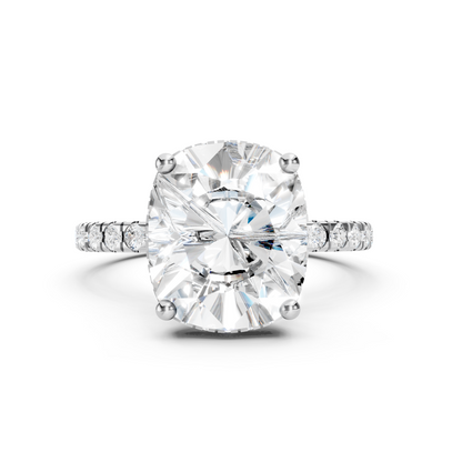Stella – Cushion Solitaire with Hidden Halo and Pavé Band