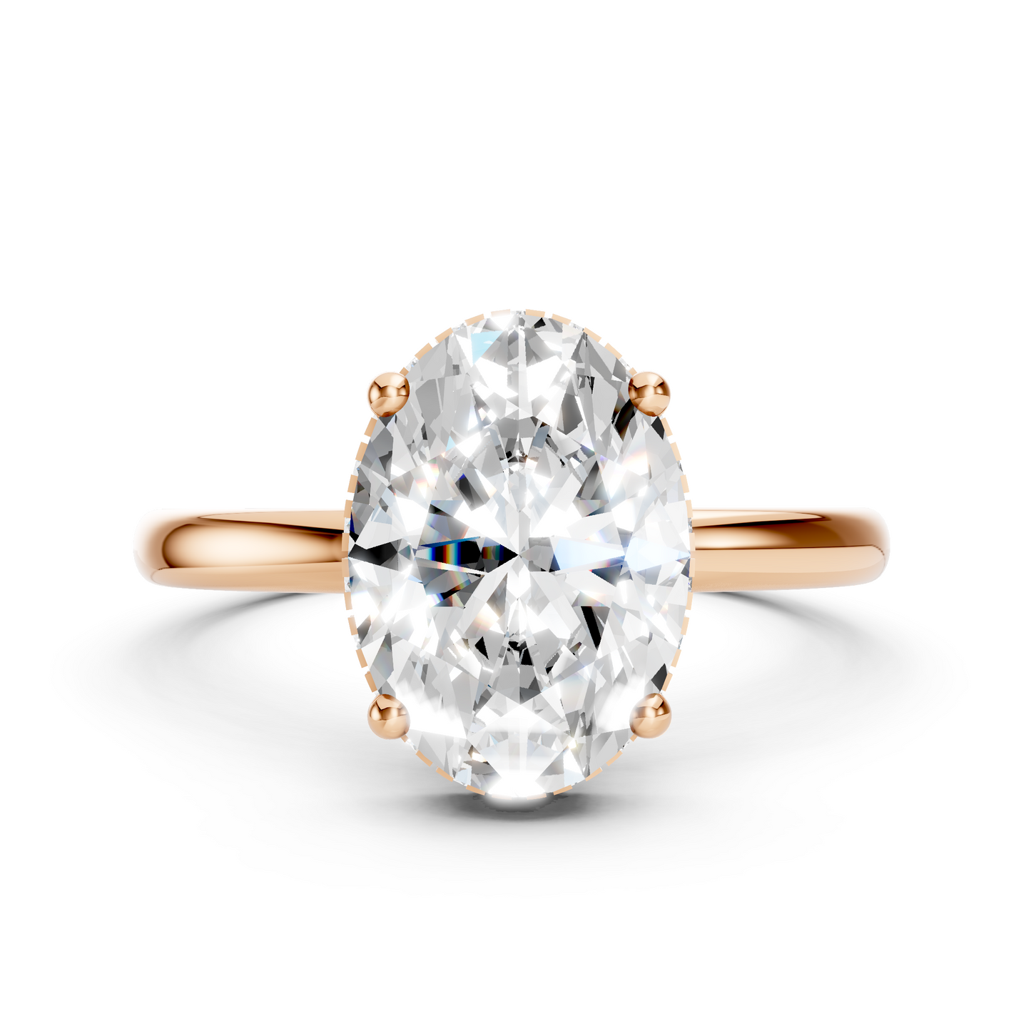 Madeline – Oval Solitaire with Hidden Halo and Plain Band
