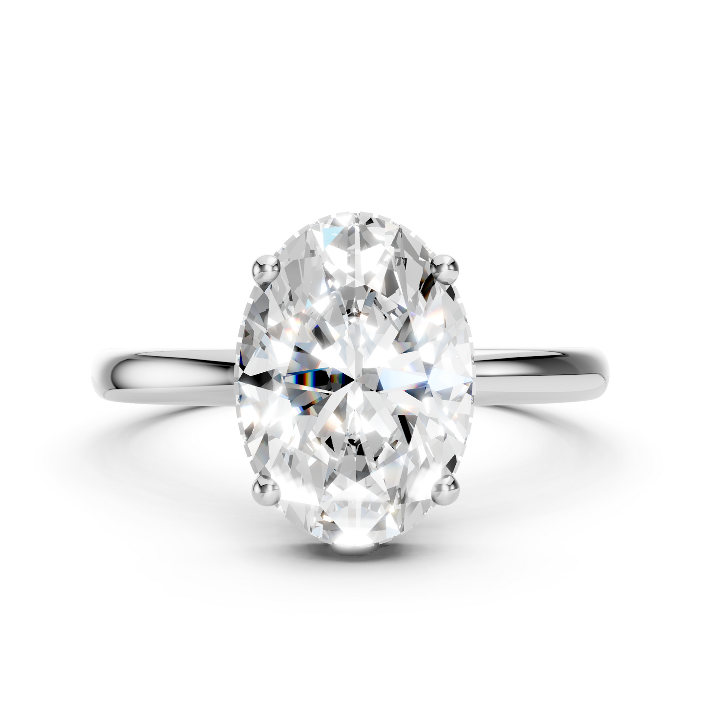 Madeline – Oval Solitaire with Hidden Halo and Plain Band