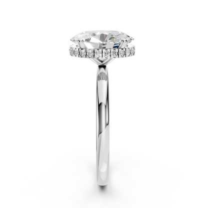 Madeline – Oval Solitaire with Hidden Halo and Plain Band