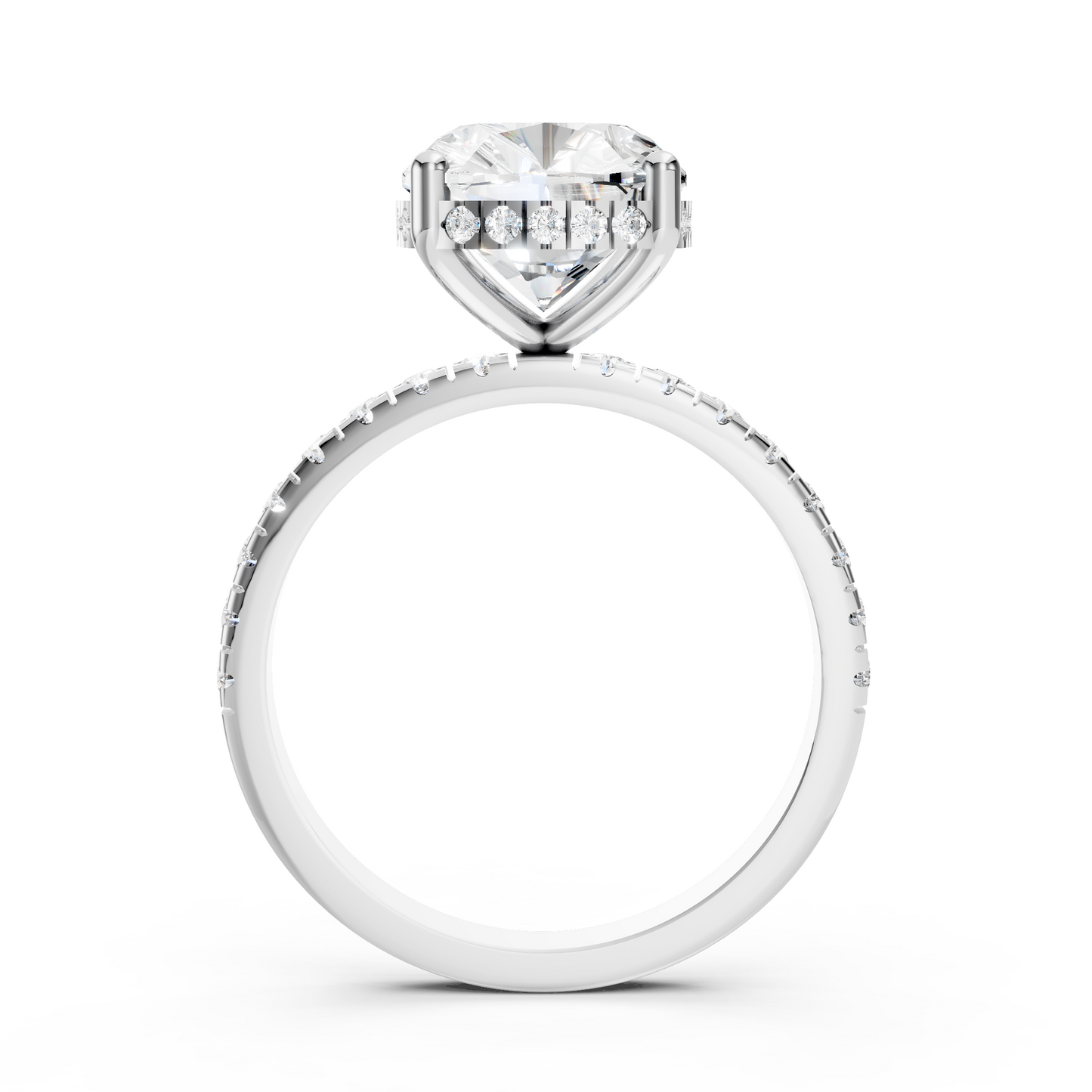 Stella – Cushion Solitaire with Hidden Halo and Pavé Band