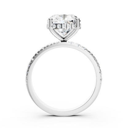 Stella – Cushion Solitaire with Hidden Halo and Pavé Band
