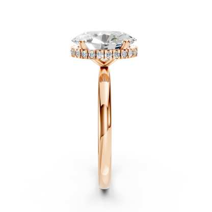 Madeline – Oval Solitaire with Hidden Halo and Plain Band