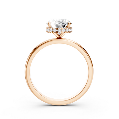 Madeline – Oval Solitaire with Hidden Halo and Plain Band