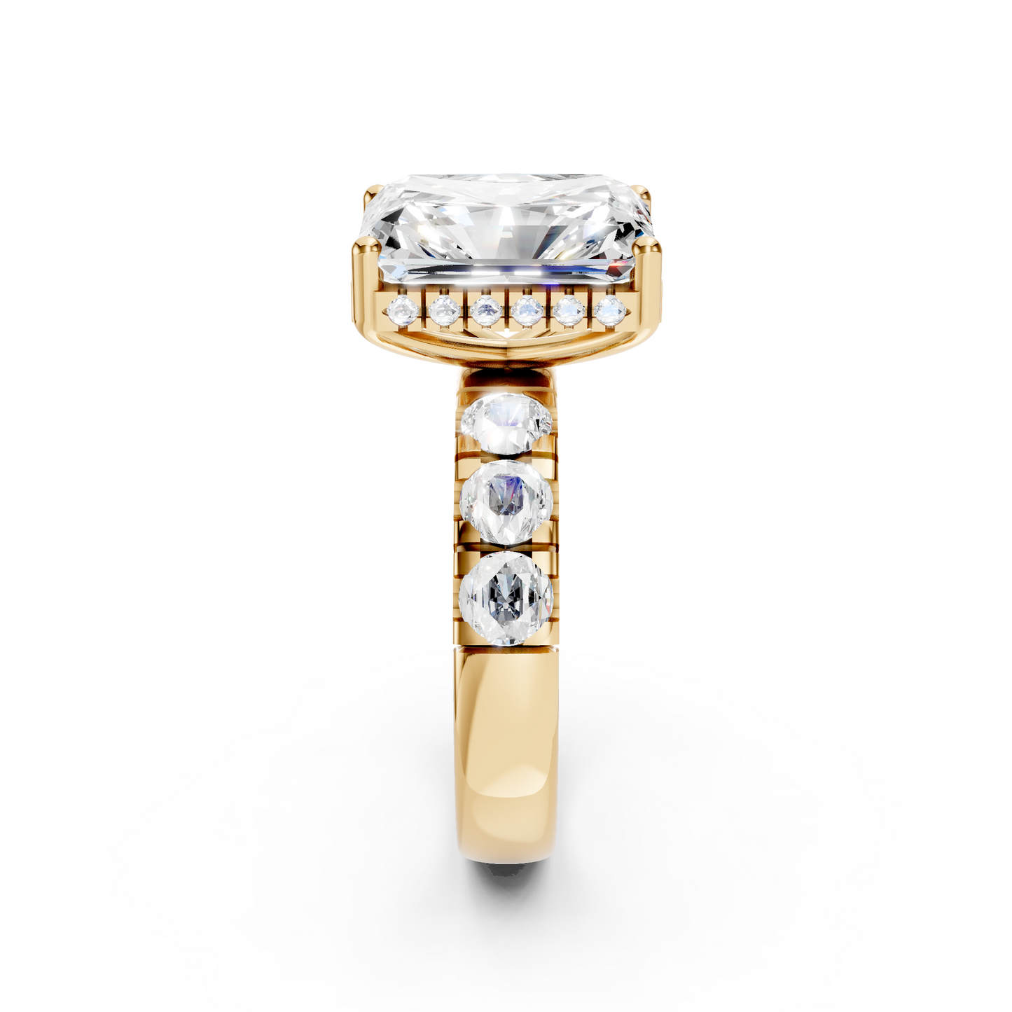 Jett – Radiant Solitaire with Hidden Halo and Round Thick band
