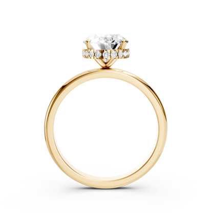 Madeline – Oval Solitaire with Hidden Halo and Plain Band