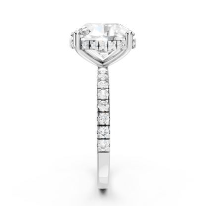 Stella – Cushion Solitaire with Hidden Halo and Pavé Band
