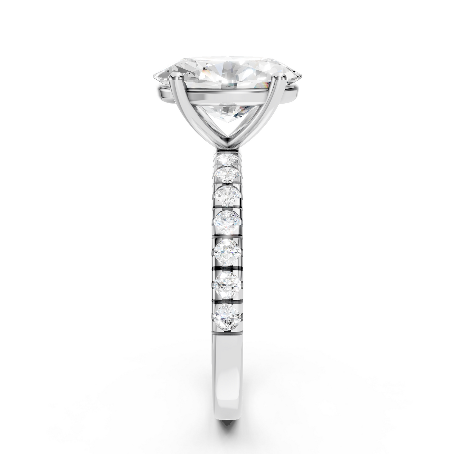Victoria – Oval Solitaire with Raised head and Pave Band
