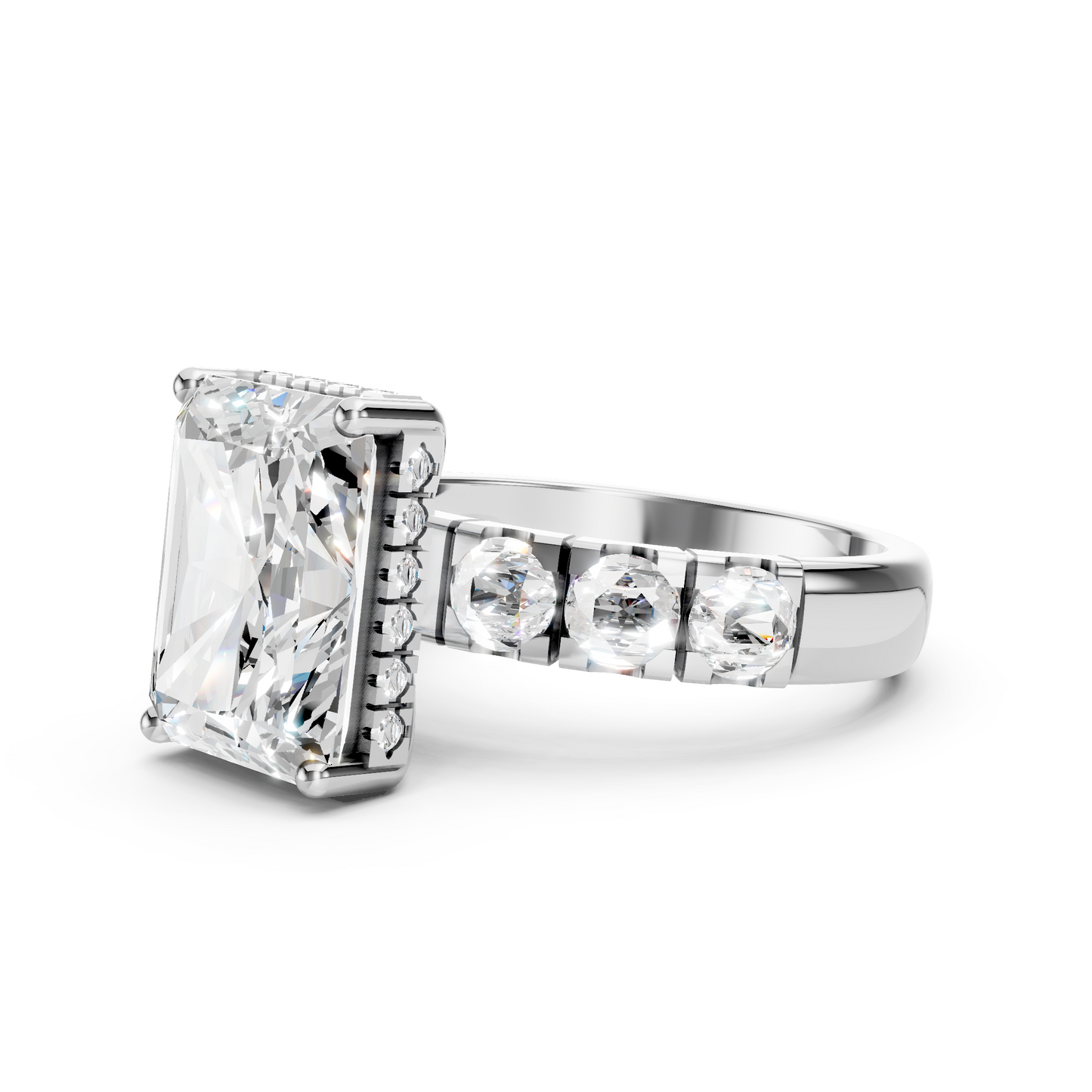 Jett – Radiant Solitaire with Hidden Halo and Round Thick band
