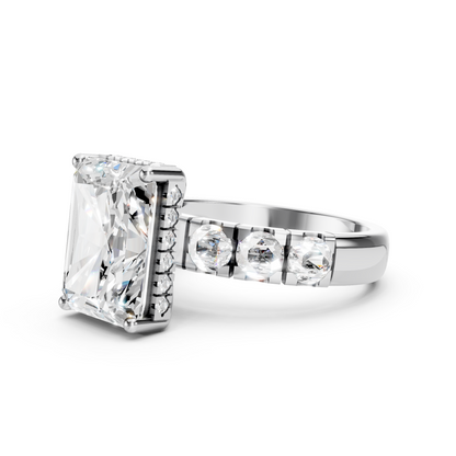 Jett – Radiant Solitaire with Hidden Halo and Round Thick band