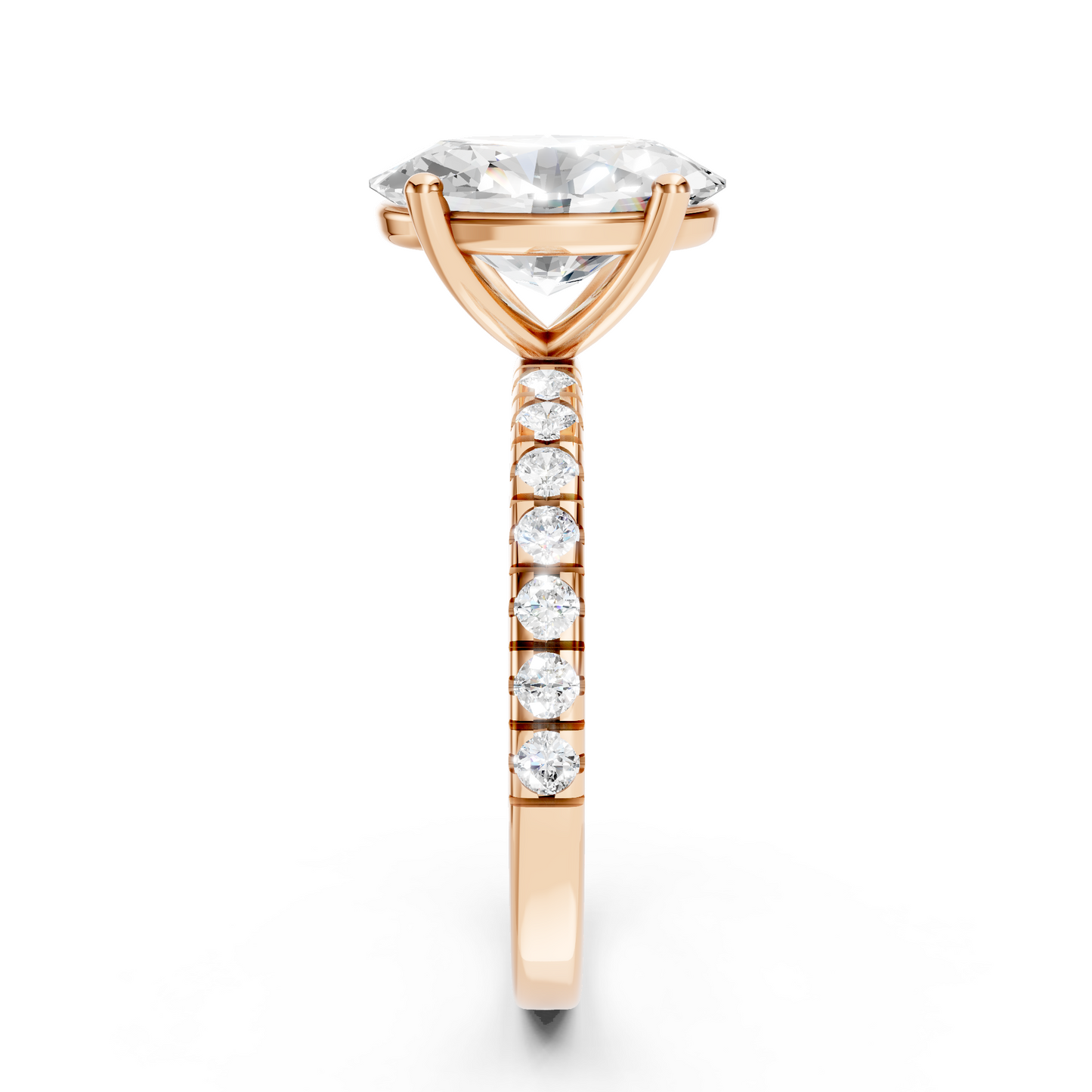 Victoria – Oval Solitaire with Raised head and Pave Band