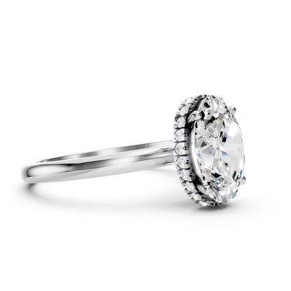 Madeline – Oval Solitaire with Hidden Halo and Plain Band