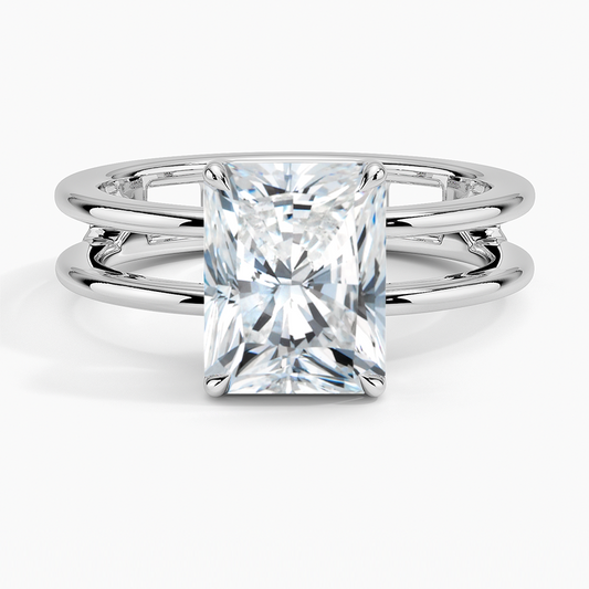 Radiant Cut Diamond Double Band Solitaire Ring - Prime & Pure