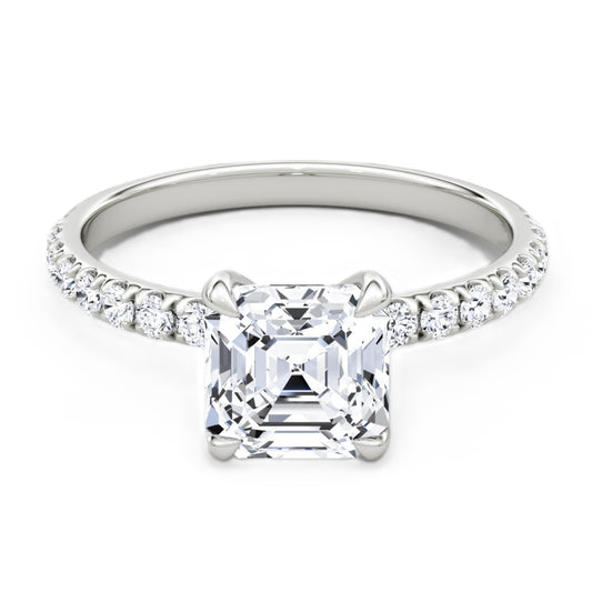 Asscher Cut Diamond Pave Band Ring