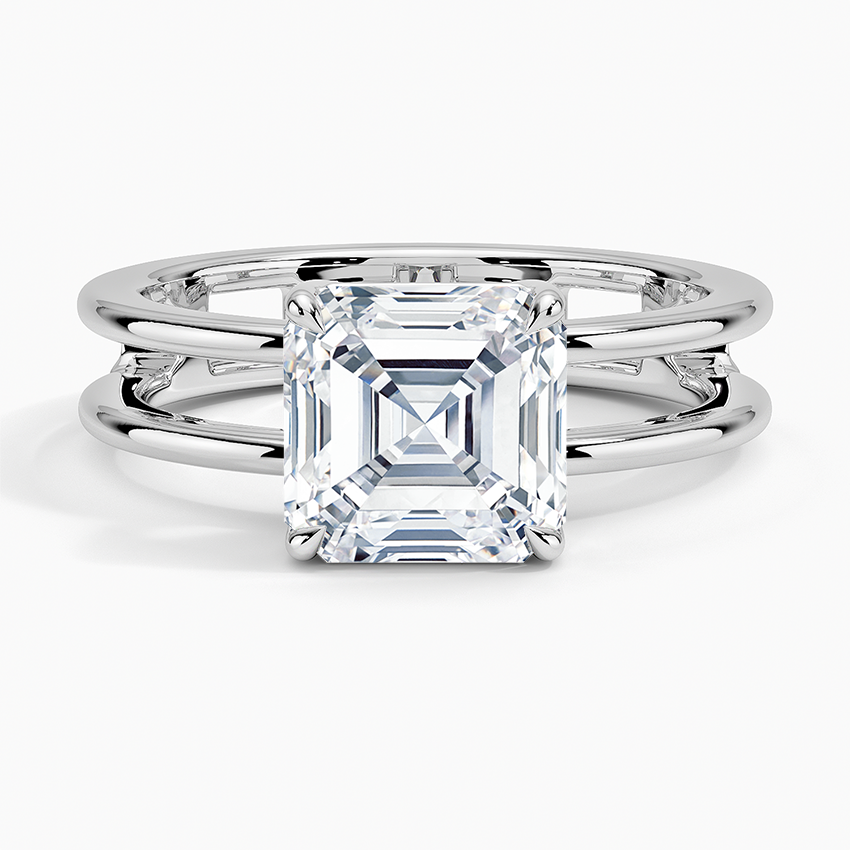 Asscher Cut Diamond Double Band Solitaire Ring - Prime & Pure