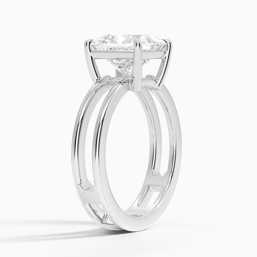 Princess Cut Diamond Double Band Solitaire Ring - Prime & Pure