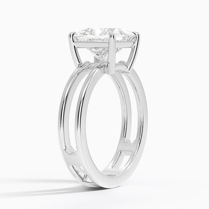 Princess Cut Diamond Double Band Solitaire Ring - Prime & Pure