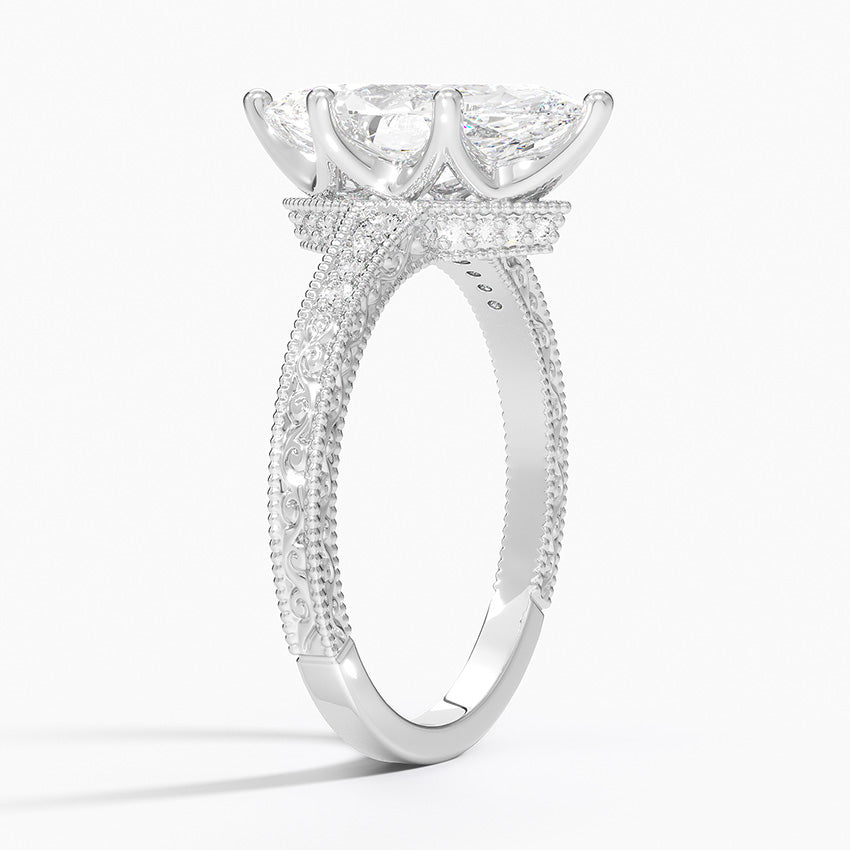 Classy Engraved Diamond Ring Marquise Top - Prime & Pure