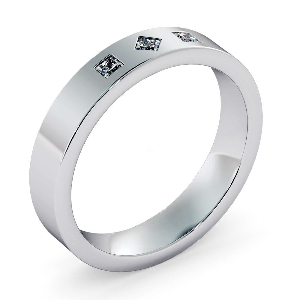 Triple Princess cut Flush Diamond set Wedding Band - Prime & Pure