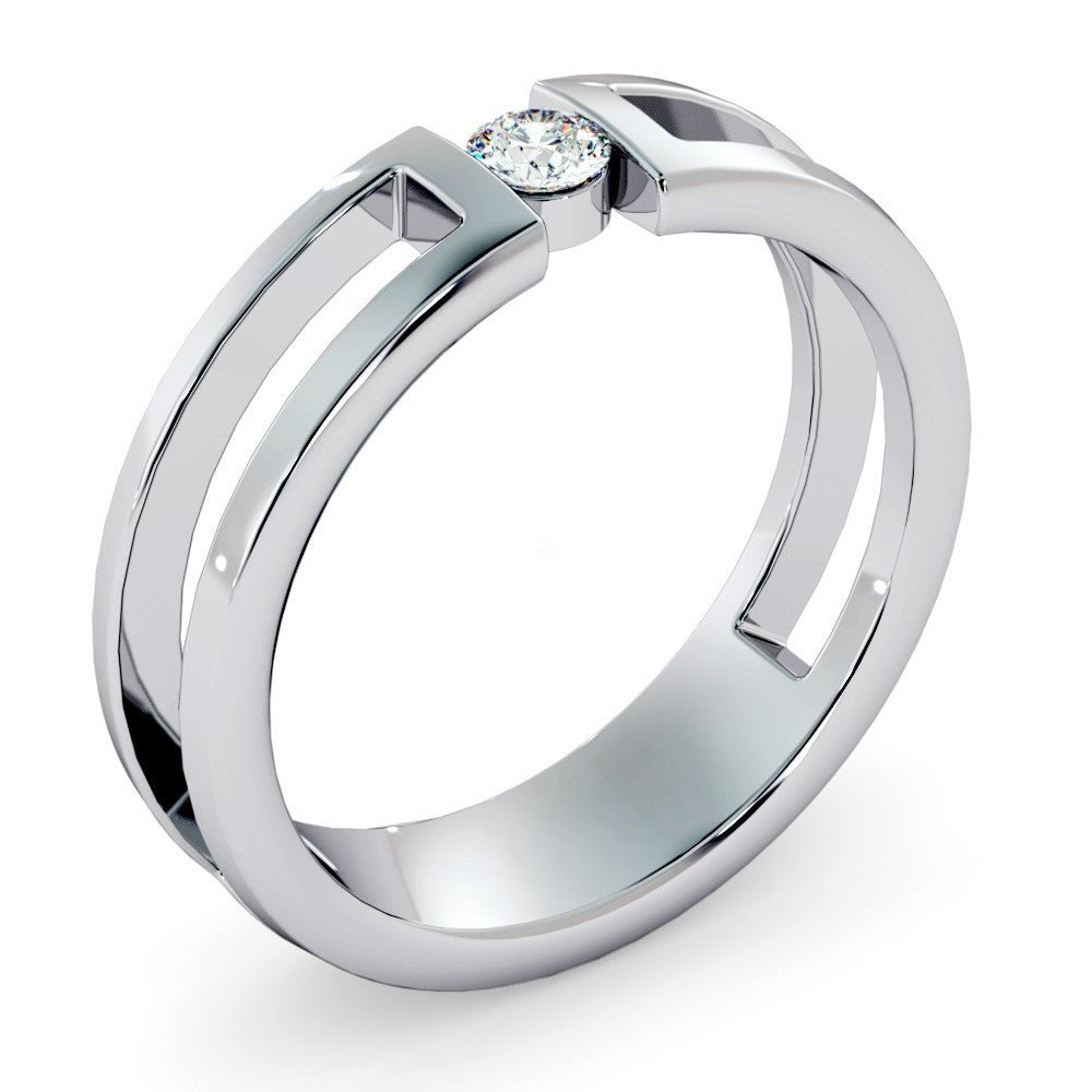 Round cut Diamond set Wedding Ring with Cut out Sides - Prime & Pure