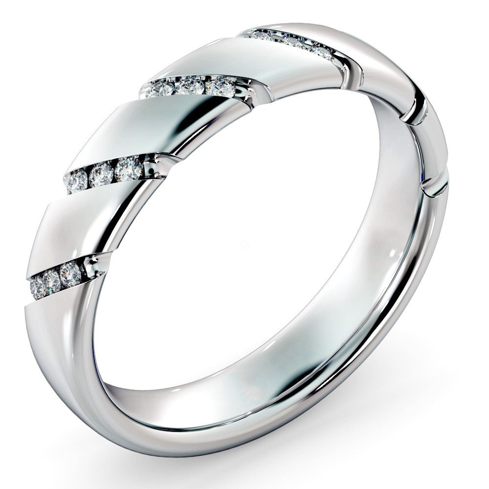 Diagonal set Round cut Diamond Wedding Band - Prime & Pure