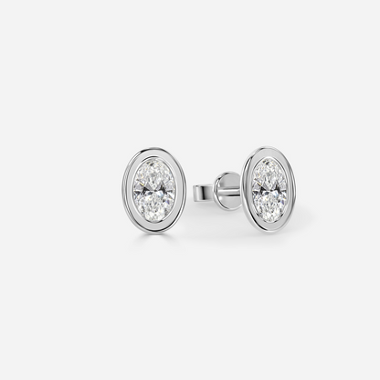 Bezel Set Oval Diamond Stud Earrings - Prime & Pure