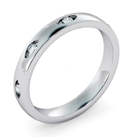 Eye Flushed Round cut Diamond set Wedding Band - Prime & Pure