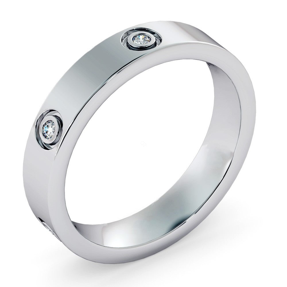 Rub-Over Round cut Diamond set Wedding Band - Prime & Pure