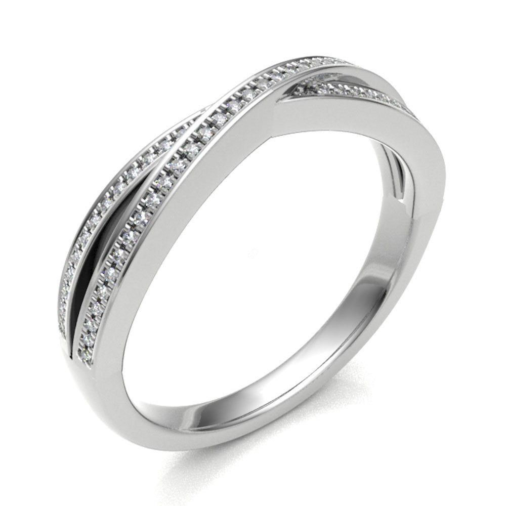 Double Cross Over Diamond Wedding Band - Prime & Pure