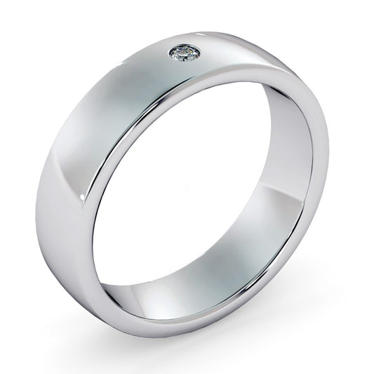 Court Profiled Round cut Flush Diamond set Wedding Ring - Prime & Pure
